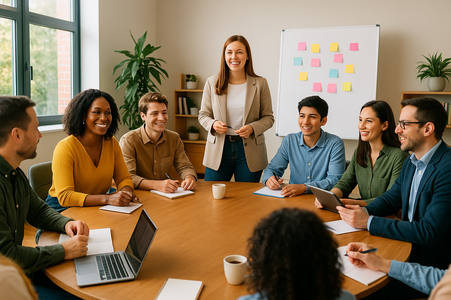 A member of staff meeting with a young person